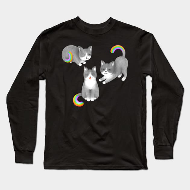 Happy Rainbow Cats Long Sleeve T-Shirt by PerrinLeFeuvre